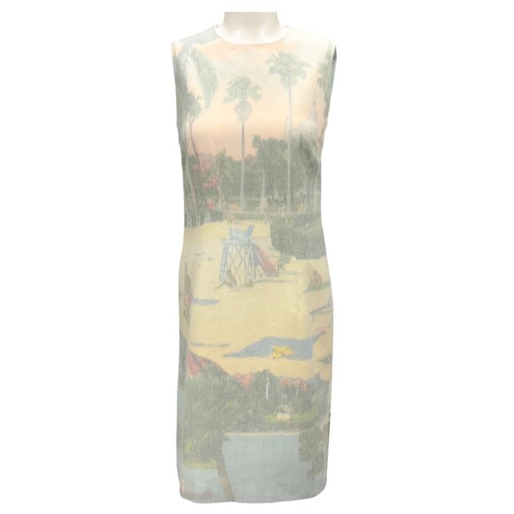 Lafayette 148 New York Pastel Multi Beach Print Dress